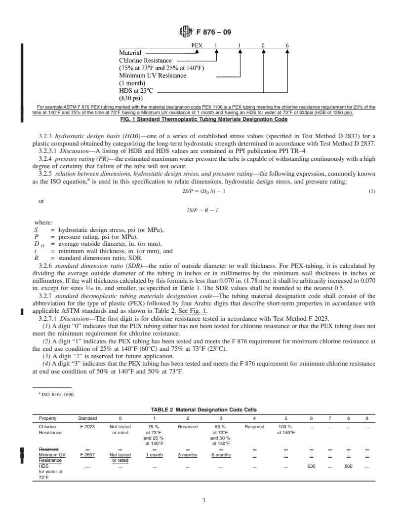 REDLINE ASTM F876-09 - Standard Specification for  Crosslinked Polyethylene (PEX) Tubing