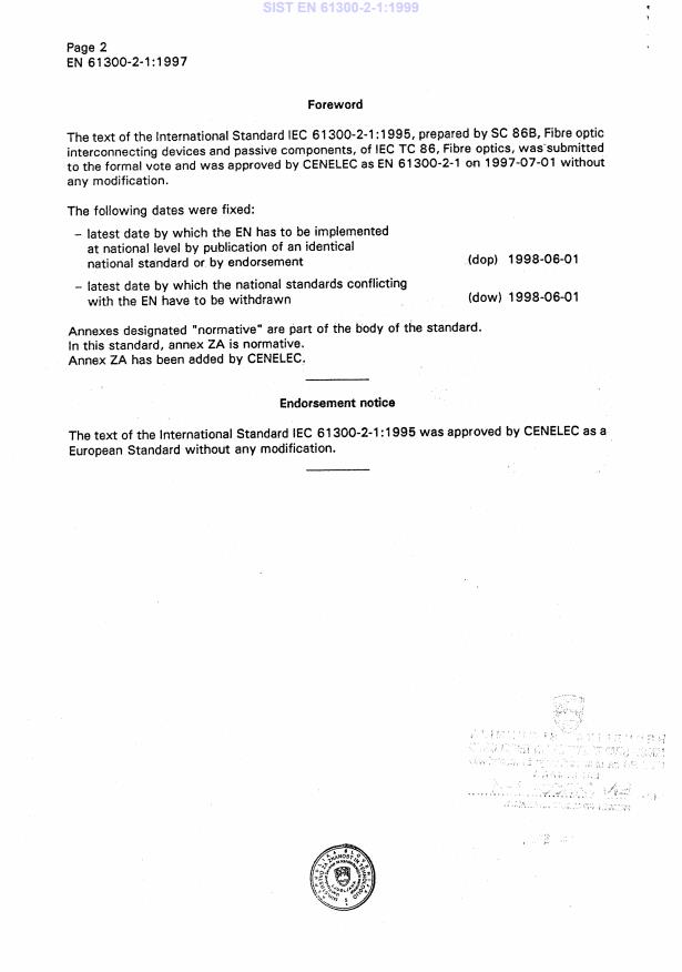 EN 61300-2-1:1997 EN 61300-2-1:1999 - Page 4 preview