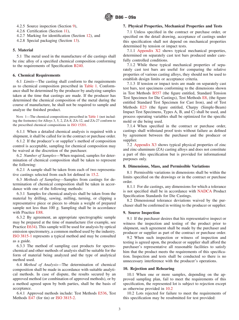 ASTM B86-09a - Standard Specification for Zinc and Zinc-Aluminum (ZA) Alloy Foundry and Die Castings