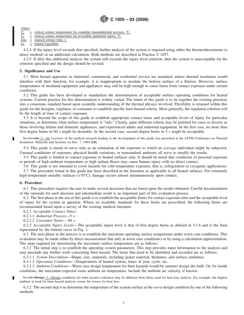 REDLINE ASTM C1055-03(2009) - Standard Guide for Heated System Surface Conditions That Produce Contact Burn Injuries