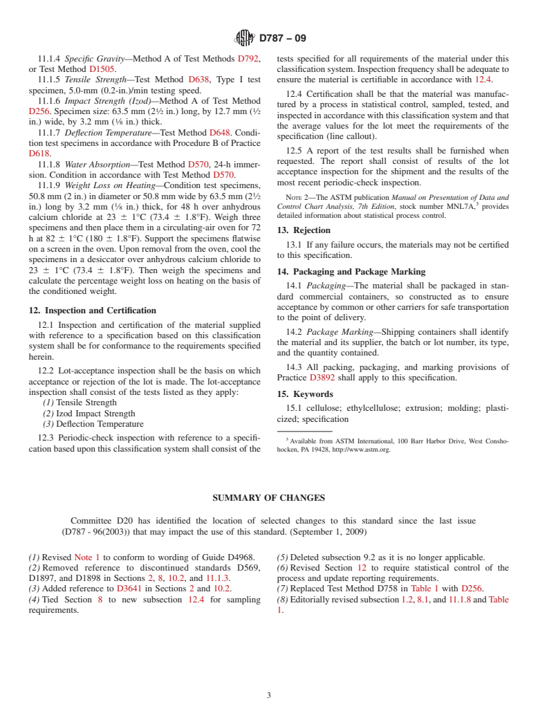 ASTM D787-09 - Standard Specification for Ethyl Cellulose Molding and Extrusion Compounds