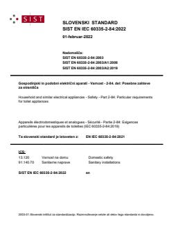 EN IEC 60335-2-84:2021 EN IEC 60335-2-84:2022 - Page 1 preview