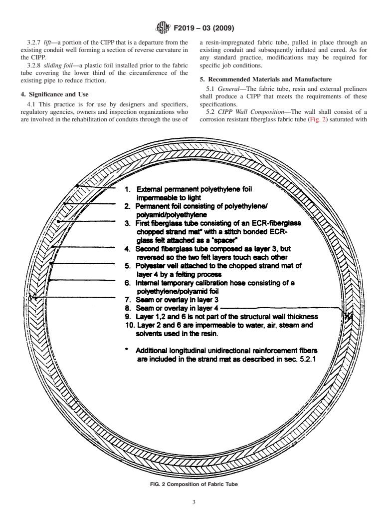 ASTM F2019-03(2009) - Standard Practice for Rehabilitation of Existing Pipelines and Conduits by the Pulled in Place Installation of Glass Reinforced Plastic (GRP) Cured-in-Place Thermosetting Resin Pipe (CIPP)