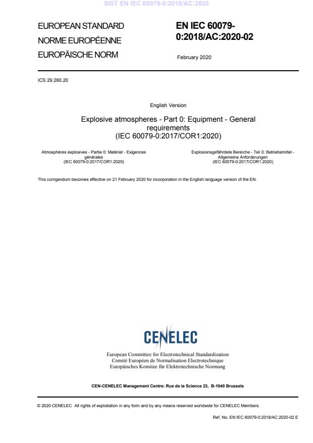 EN IEC 60079-0:2018/AC:2020