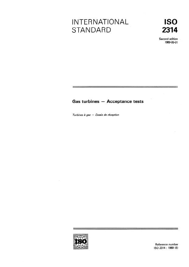 ISO 2314:1989 - Gas turbines -- Acceptance tests