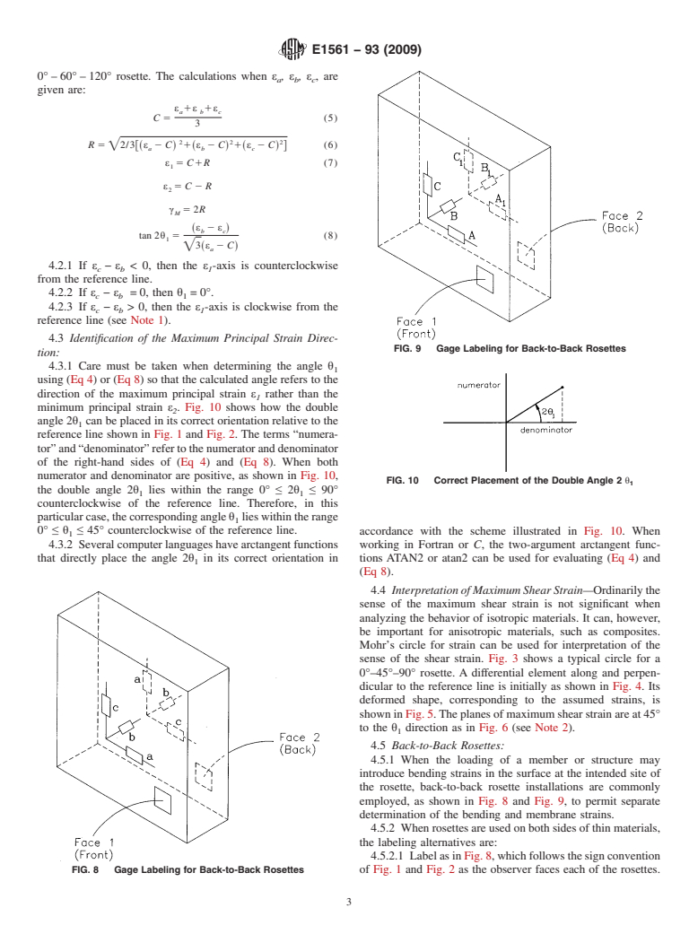 ASTM E1561-93(2009) - Standard Practice for Analysis of Strain Gage Rosette Data