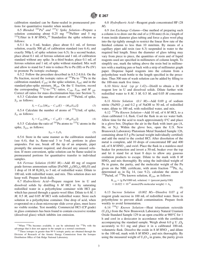 ASTM E267-90(2001) - Standard Test Method for Uranium and Plutonium Concentrations and Isotopic Abundances (Withdrawn 2006)