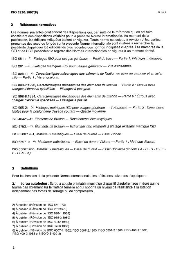ISO 2320:1997 ISO 2320:1997 - Écrous hexagonaux autofreinés en acier -- Caractéristiques mécaniques et performances - Page 4 preview