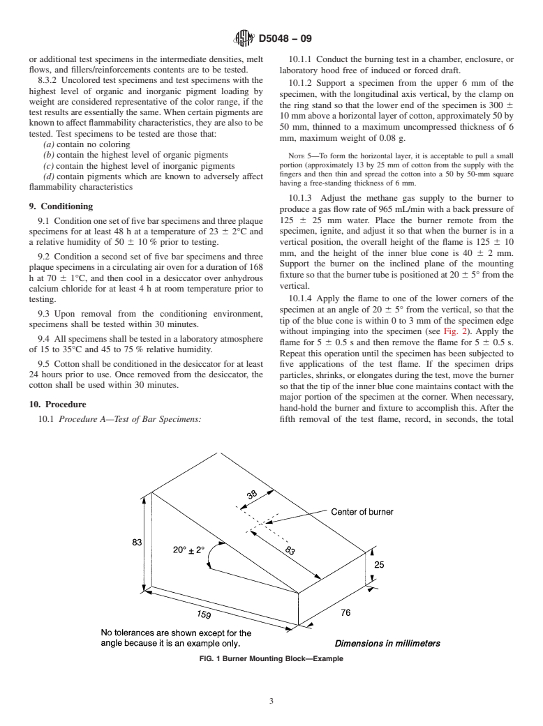 ASTM D5048-09 - Standard Test Method for Measuring the Comparative Burning Characteristics and Resistance to Burn-Through of Solid Plastics Using 125-mm Flame