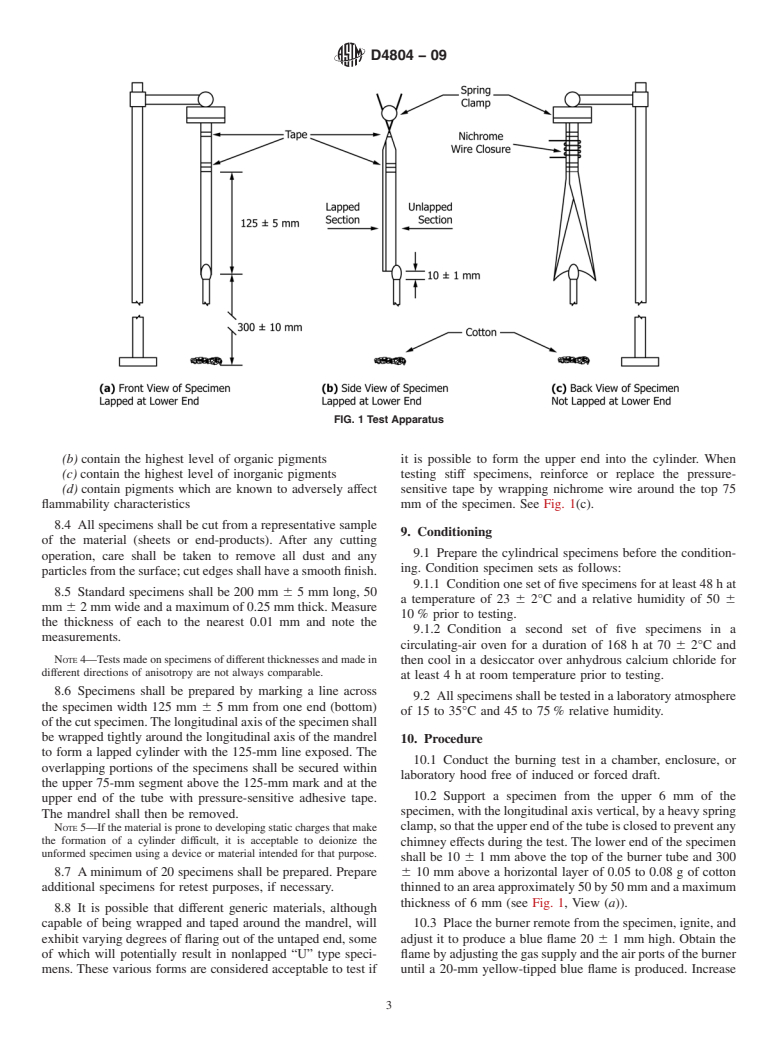 ASTM D4804-09 - Standard Test Method for Determining the Flammability Characteristics of Nonrigid Solid Plastics