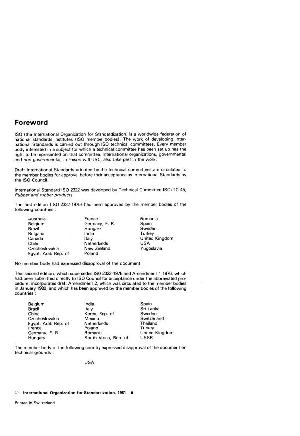 ISO 2322:1981 ISO 2322:1981 - Rubber, raw styrene-butadiene, emulsion polymerized -- Test recipe and method of evaluation - Page 2 preview