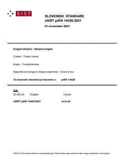 oSIST prEN 14439:2021 oSIST prEN 14439:2021 - BARVE - Page 1 preview