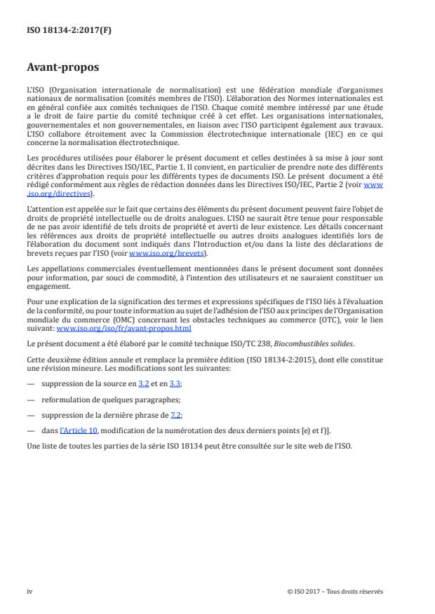 ISO 18134-2:2017 ISO 18134-2:2017 - Biocombustibles solides -- Dosage de la teneur en humidité -- Méthode de séchage a l'étuve - Page 4 preview
