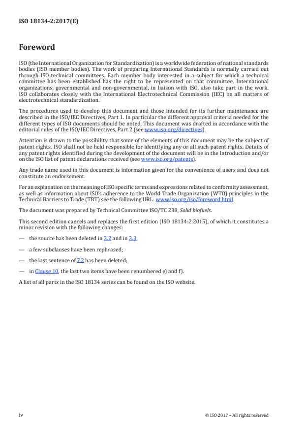 ISO 18134-2:2017 ISO 18134-2:2017 - Solid biofuels -- Determination of moisture content -- Oven dry method - Page 4 preview