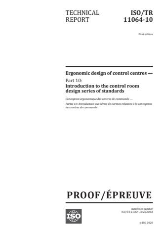 ISO/PRF TR 11064-10 - Ergonomic design of control centres