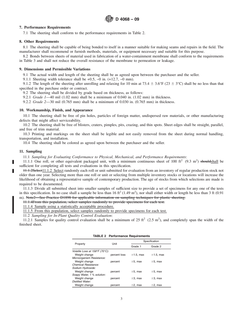 REDLINE ASTM D4068-09 - Standard Specification for Chlorinated Polyethylene (CPE) Sheeting for Concealed Water-Containment Membrane