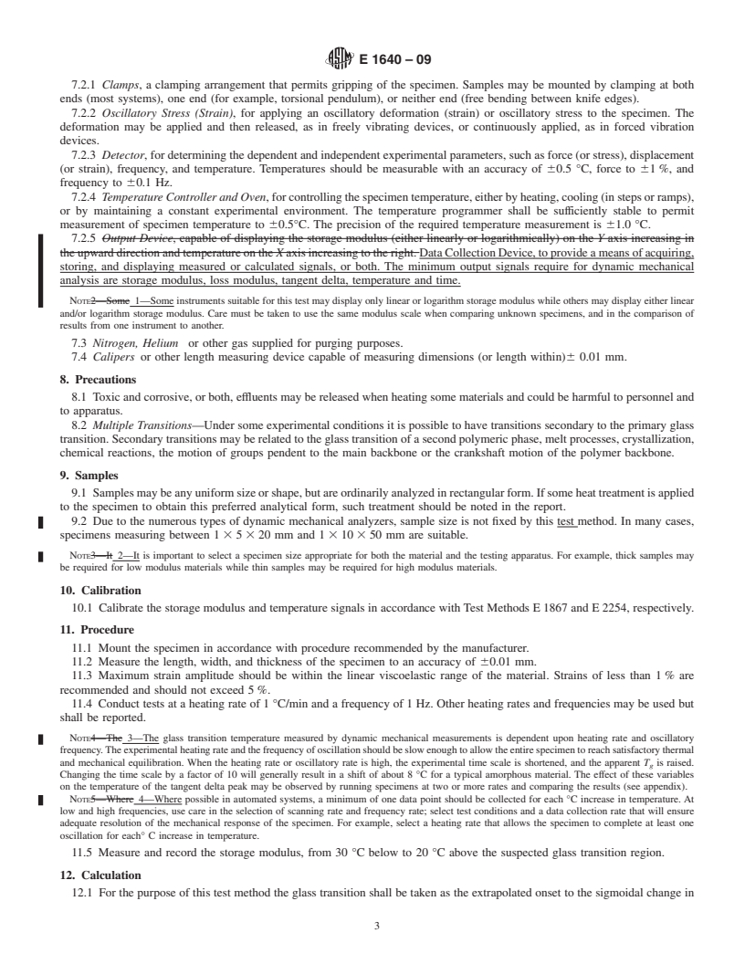 REDLINE ASTM E1640-09 - Standard Test Method for Assignment of the Glass Transition Temperature By Dynamic Mechanical Analysis