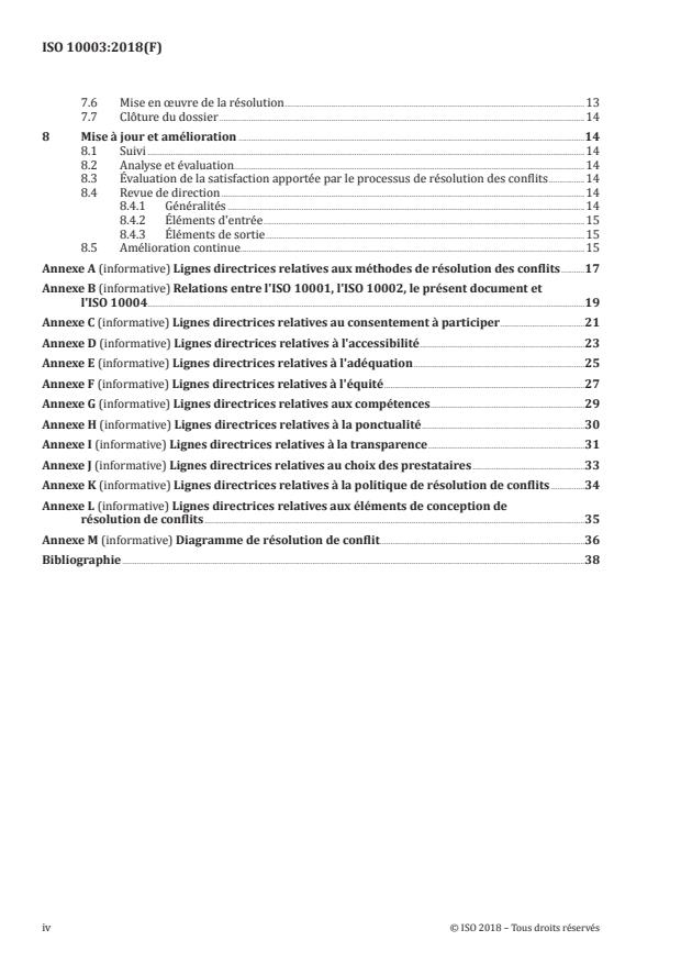 ISO 10003:2018 ISO 10003:2018 - Management de la qualité -- Satisfaction du client -- Lignes directrices relatives a la résolution externe de conflits aux organismes - Page 4 preview