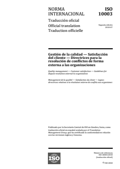 ISO 10003:2018 - Quality management — Customer satisfaction — Guidelines for dispute resolution external to organizations
Released:11/7/2018 - Page 1 preview