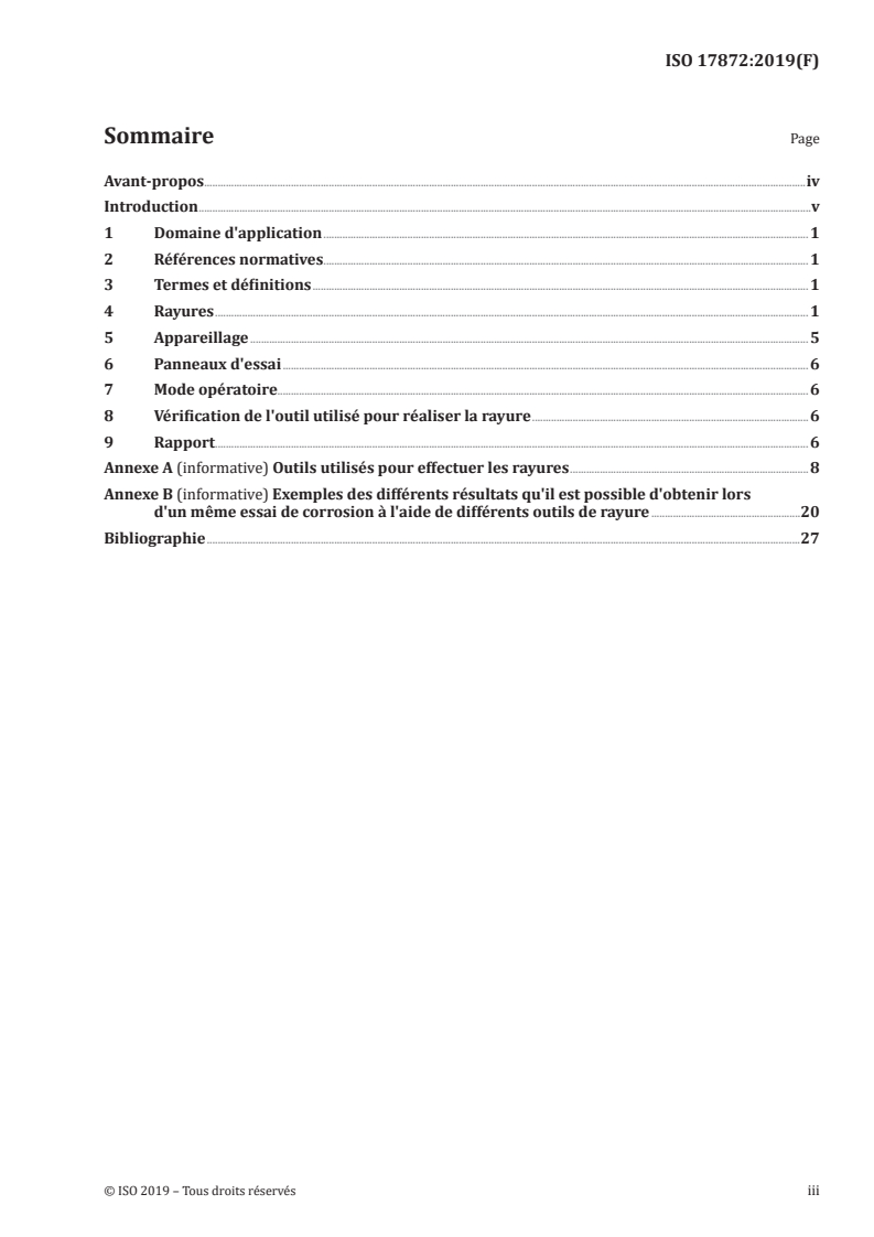 ISO 17872:2019 - Peintures et vernis — Lignes directrices pour la production de rayures au travers du revêtement de panneaux métalliques en vue des essais de corrosion
Released:8/9/2019