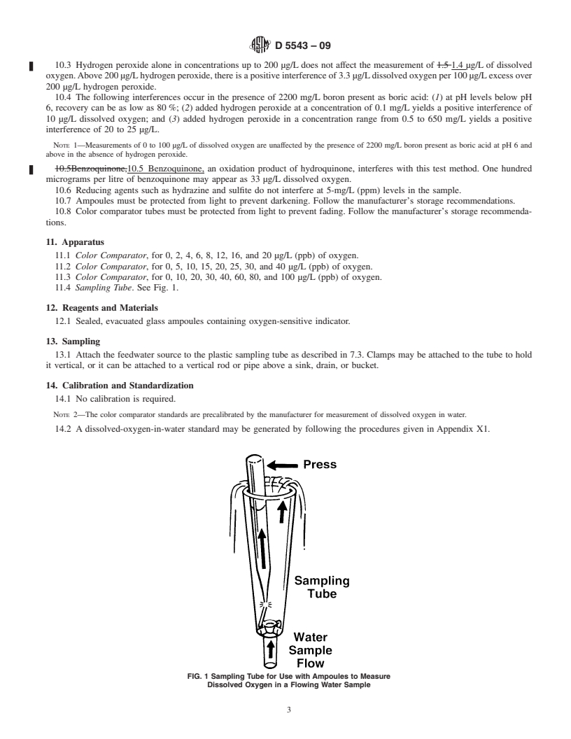 REDLINE ASTM D5543-09 - Standard Test Methods for Low-Level Dissolved Oxygen in Water