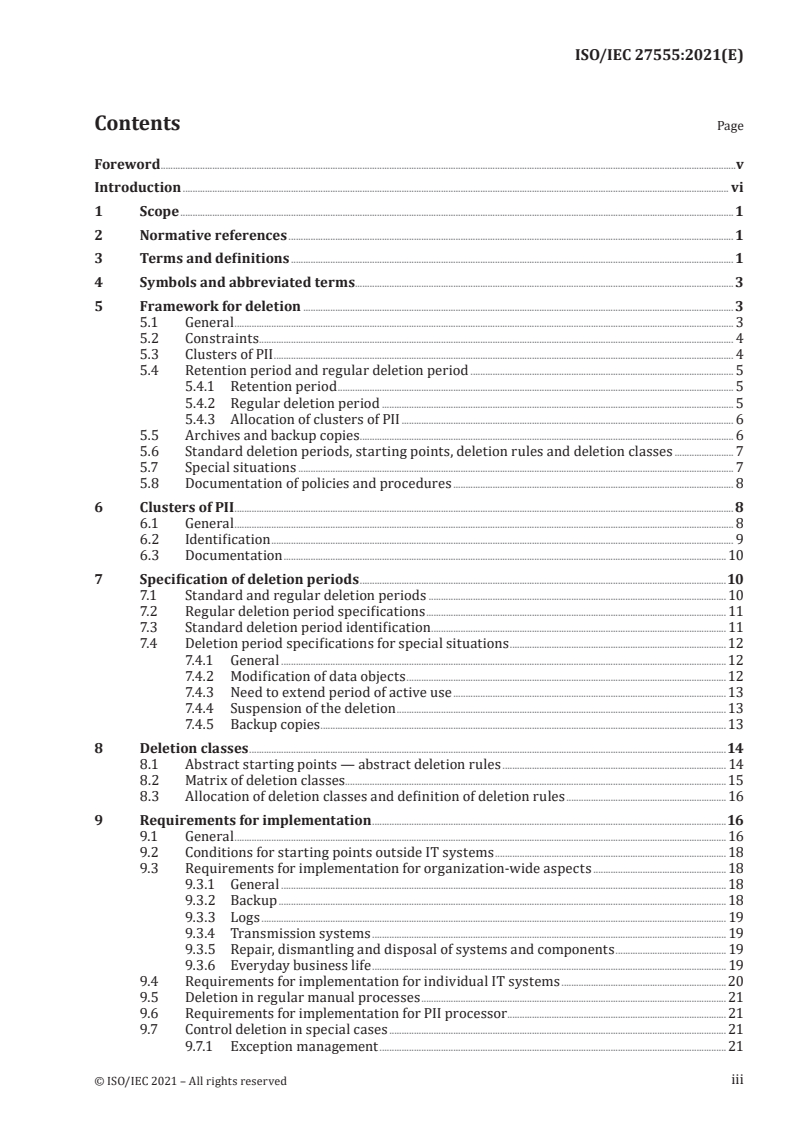 ISO/IEC 27555:2021 - Information security, cybersecurity and privacy protection — Guidelines on personally identifiable information deletion
Released:10/8/2021