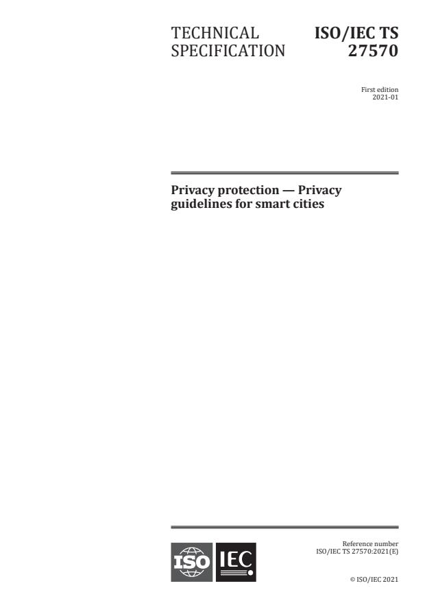 ISO/IEC TS 27570:2021 - Privacy protection -- Privacy guidelines for smart cities