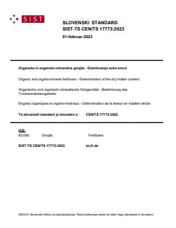 TS CEN/TS 17773:2023 - Page 1 preview