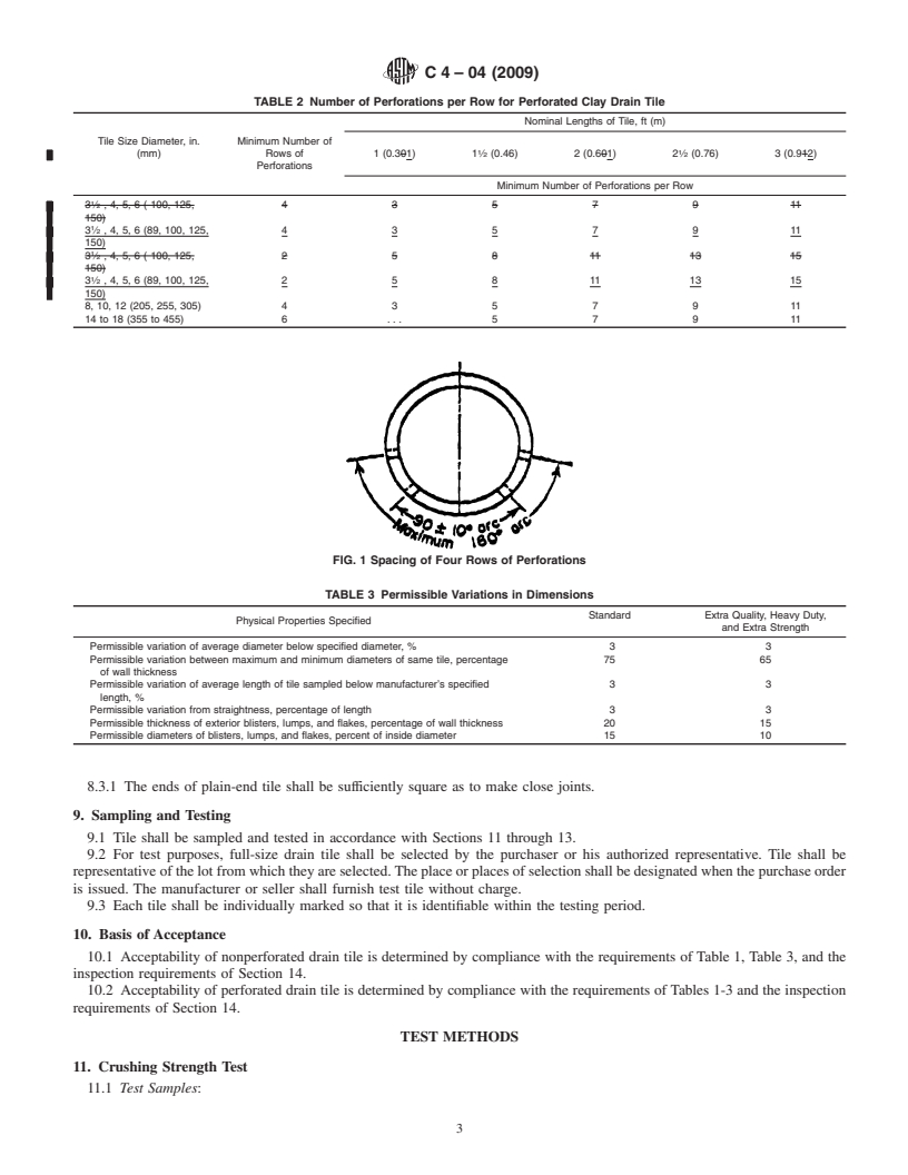 REDLINE ASTM C4-04(2009) - Standard Specification for Clay Drain Tile and Perforated Clay Drain Tile