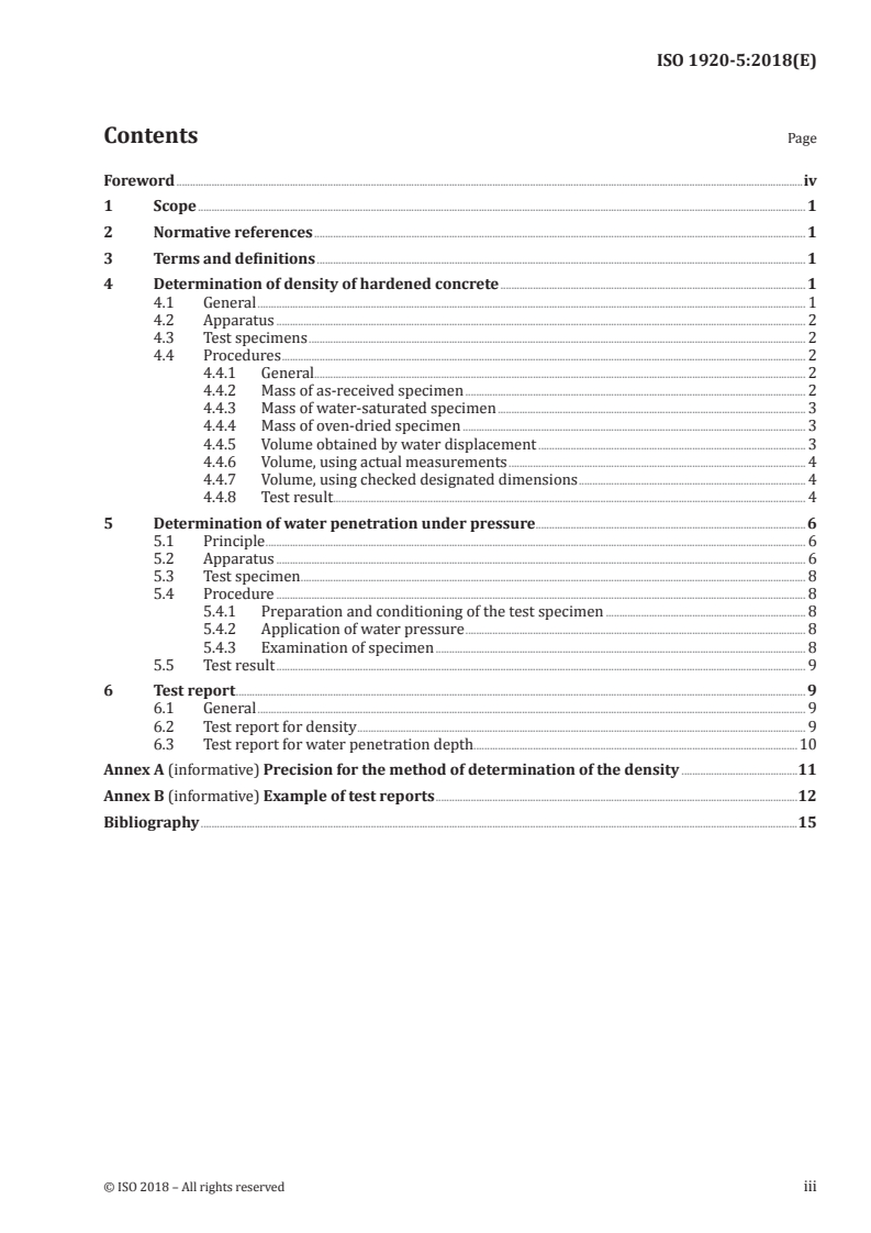 ISO 1920-5:2018 - Testing of concrete — Part 5: Density and water penetration depth
Released:6/15/2018