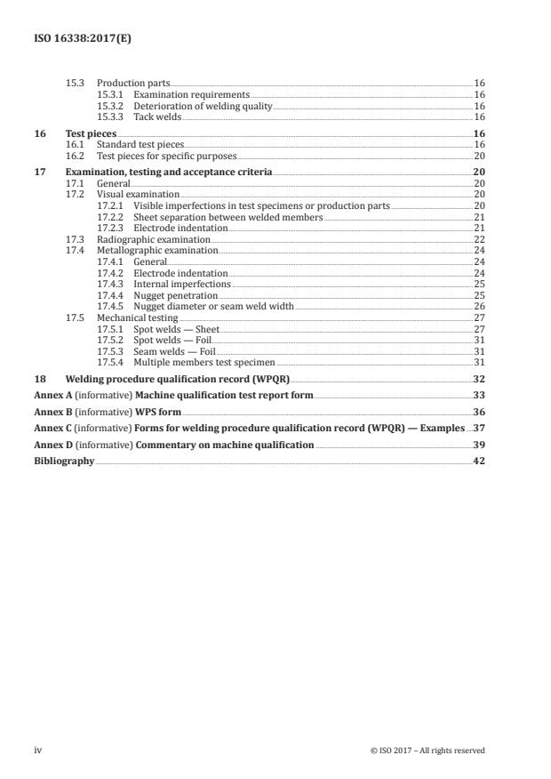 ISO 16338:2017 ISO 16338:2017 - Welding for aerospace applications -- Resistance spot and seam welding - Page 4 preview