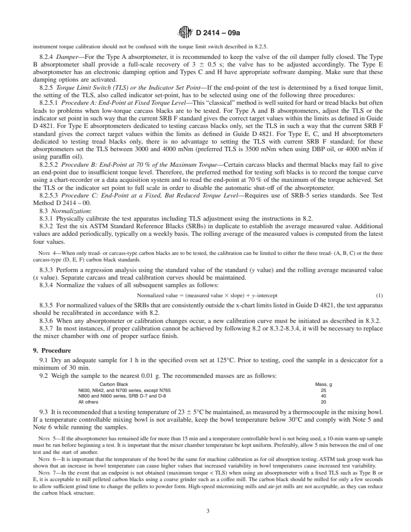 REDLINE ASTM D2414-09a - Standard Test Method for  Carbon Black<span class='unicode'>&#x2014;</span>Oil Absorption Number (OAN)