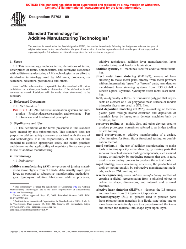 ASTM F2792-09 - Standard Terminology for Additive Manufacturing Technologies