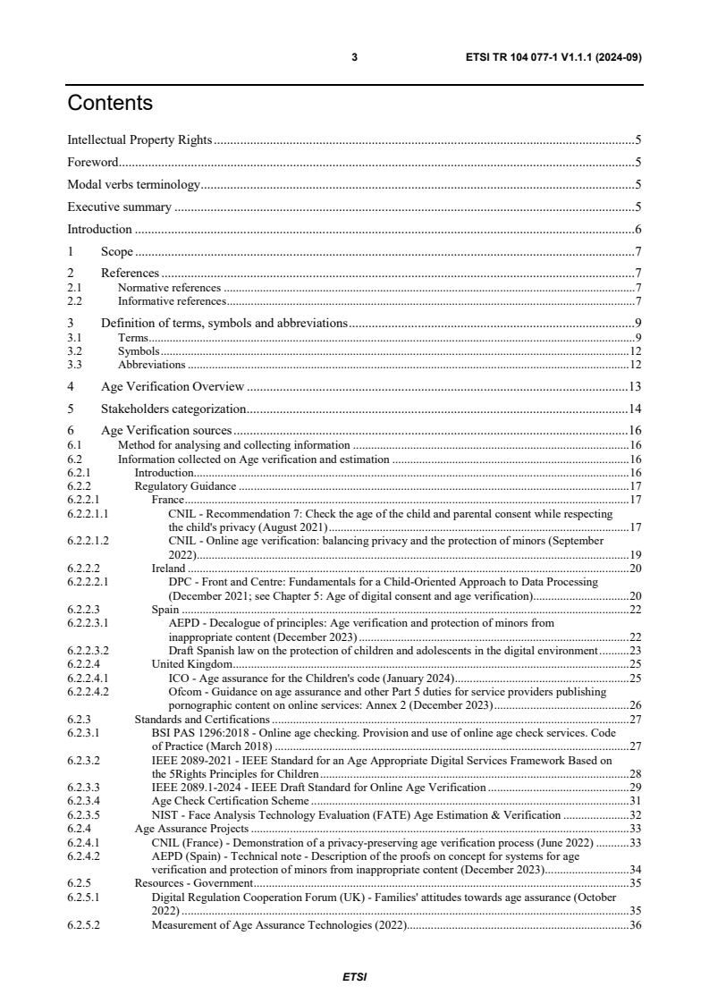 ETSI TR 104 077-1 V1.1.1 (2024-09) ETSI TR 104 077-1 V1.1.1 (2024-09) - Human Factors (HF); Age Verification Pre-Standardization Study Part 1: Stakeholder Requirements