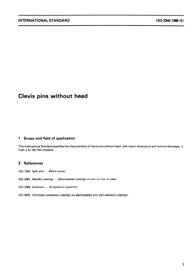 ISO 2340:1986 - Clevis pins without head