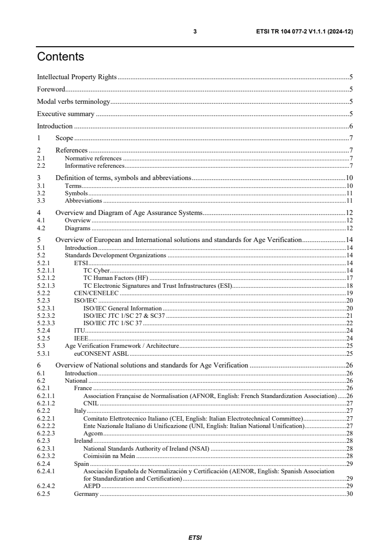 ETSI TR 104 077-2 V1.1.1 (2024-12) ETSI TR 104 077-2 V1.1.1 (2024-12) - Human Factors (HF); Age Verification Pre-Standardization Study Part 2: Solutions and Standards Landscape