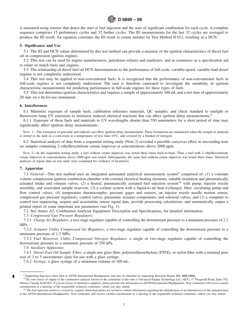 REDLINE ASTM D6890-09 - Standard Test Method for Determination of Ignition Delay and Derived Cetane Number (DCN) of Diesel Fuel Oils by Combustion in a Constant Volume Chamber