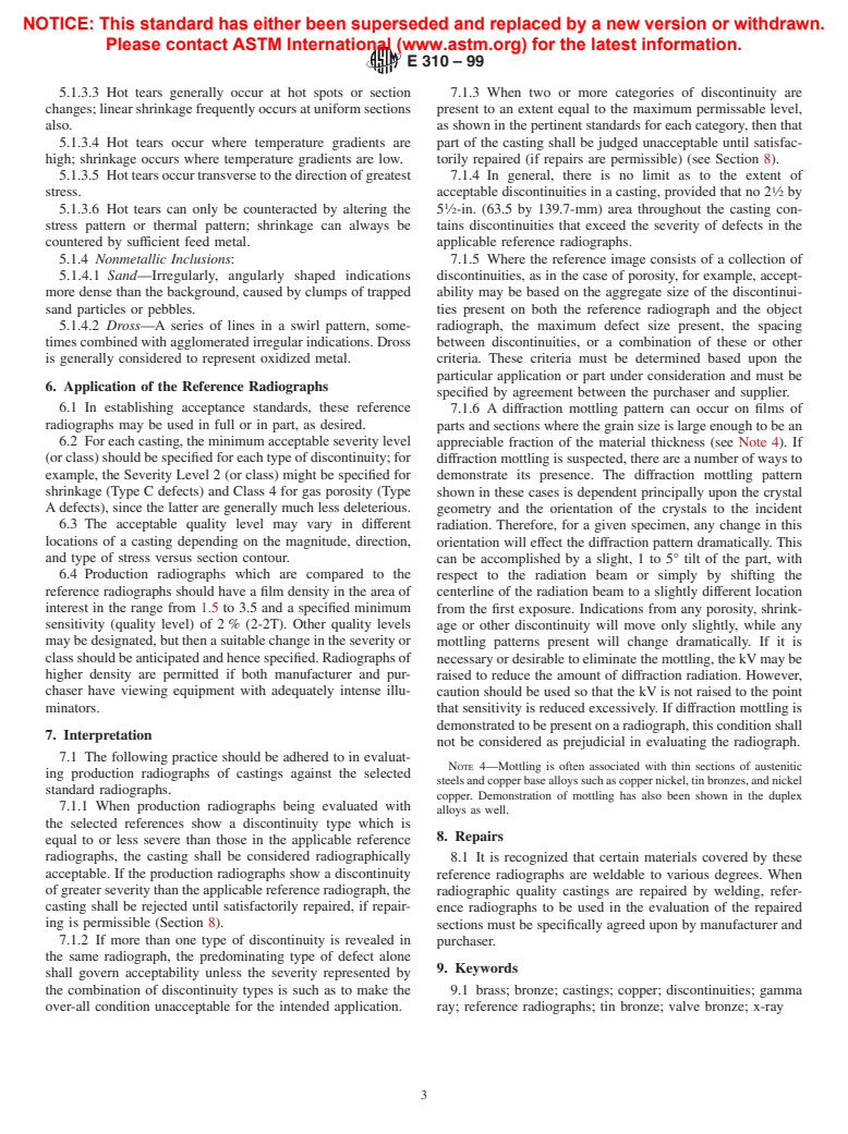 ASTM E310-99 - Standard Reference Radiographs for Tin Bronze Castings