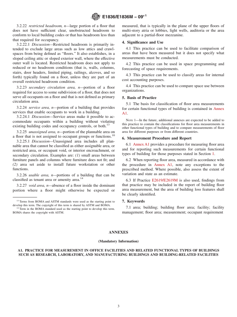 ASTM E1836/E1836M-09e1 - Standard Practice for Building Floor Area Measurements for Facility Management