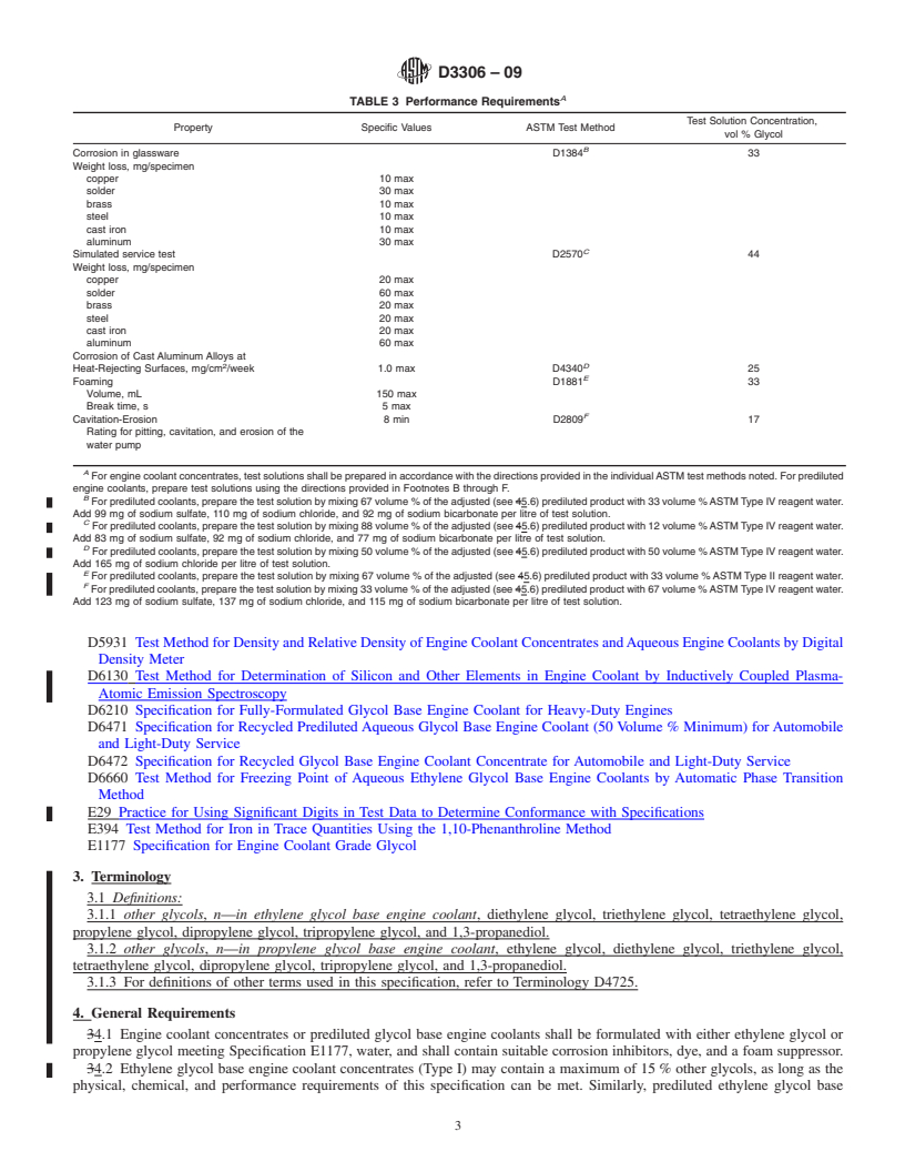 REDLINE ASTM D3306-09 - Standard Specification for Glycol Base Engine Coolant for Automobile and Light-Duty Service