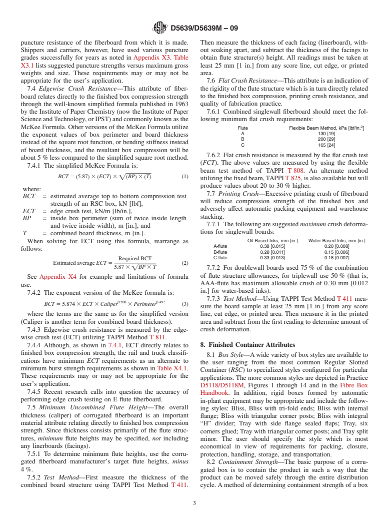 ASTM D5639/D5639M-09 - Standard Practice for Selection of Corrugated Fiberboard Materials and Box Construction Based on Performance Requirements