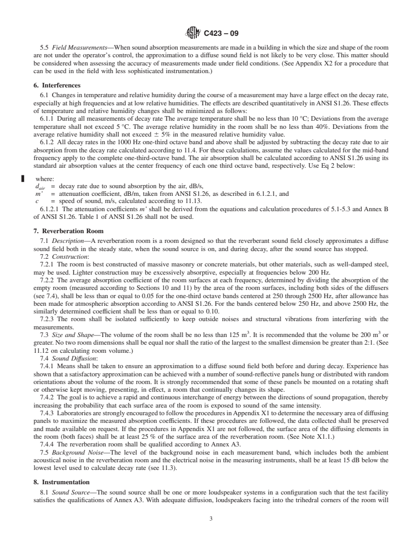 REDLINE ASTM C423-09 - Standard Test Method for Sound Absorption and Sound Absorption Coefficients by the Reverberation Room Method