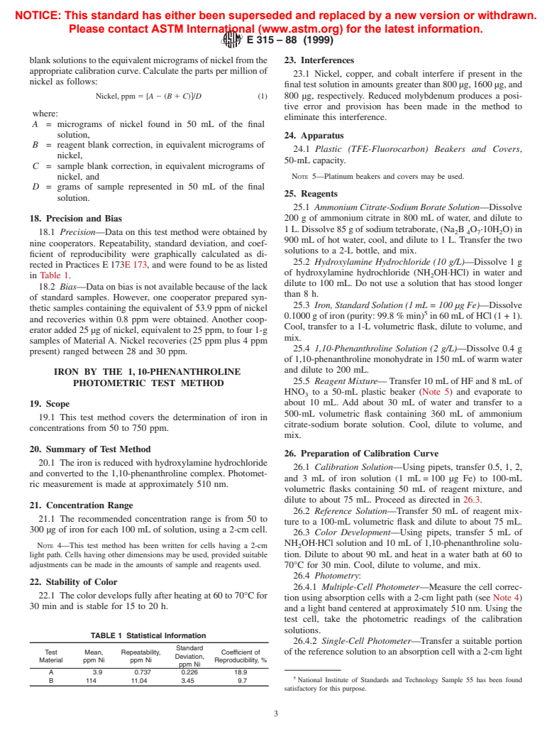 ASTM E315-88(1999) - Standard Test Methods for Chemical Analysis of Molybdenum