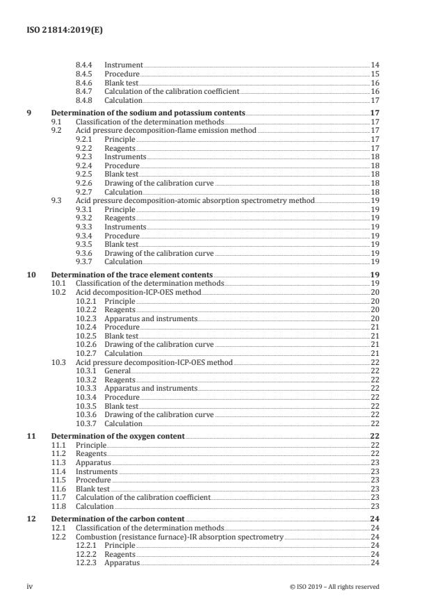ISO 21814:2019 ISO 21814:2019 - Fine ceramics (advanced ceramics, advanced technical ceramics) -- Methods for chemical analysis of aluminium nitride powders - Page 4 preview
