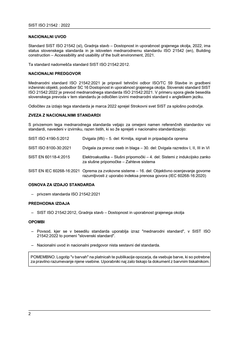 ISO 21542:2021 ISO 21542:2022 - BARVE - Page 2 preview