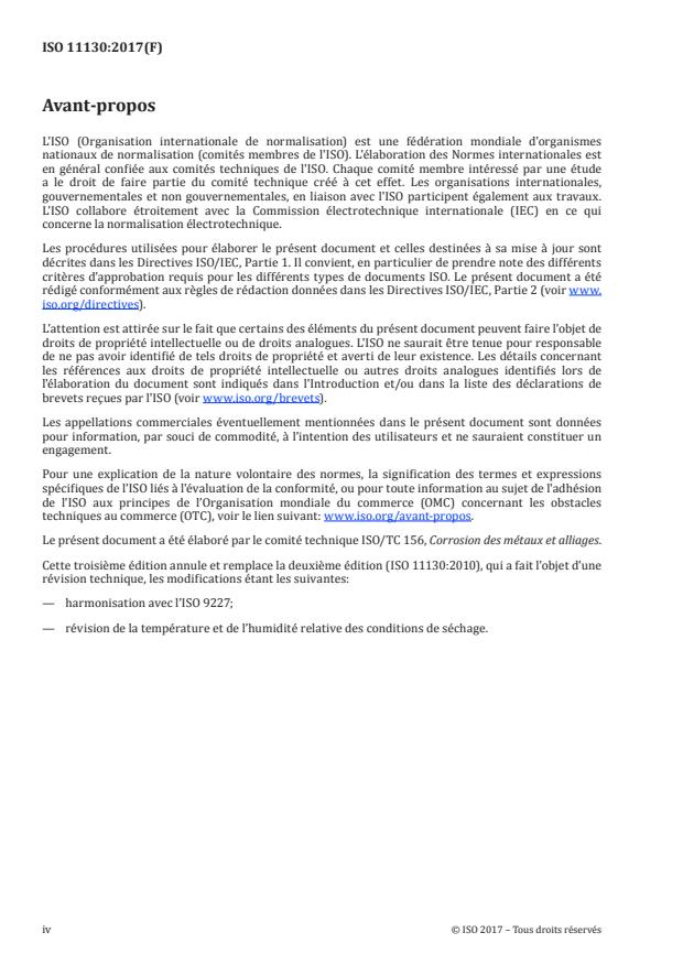 ISO 11130:2017 ISO 11130:2017 - Corrosion des métaux et alliages -- Essai en immersions alternées en solution saline - Page 4 preview