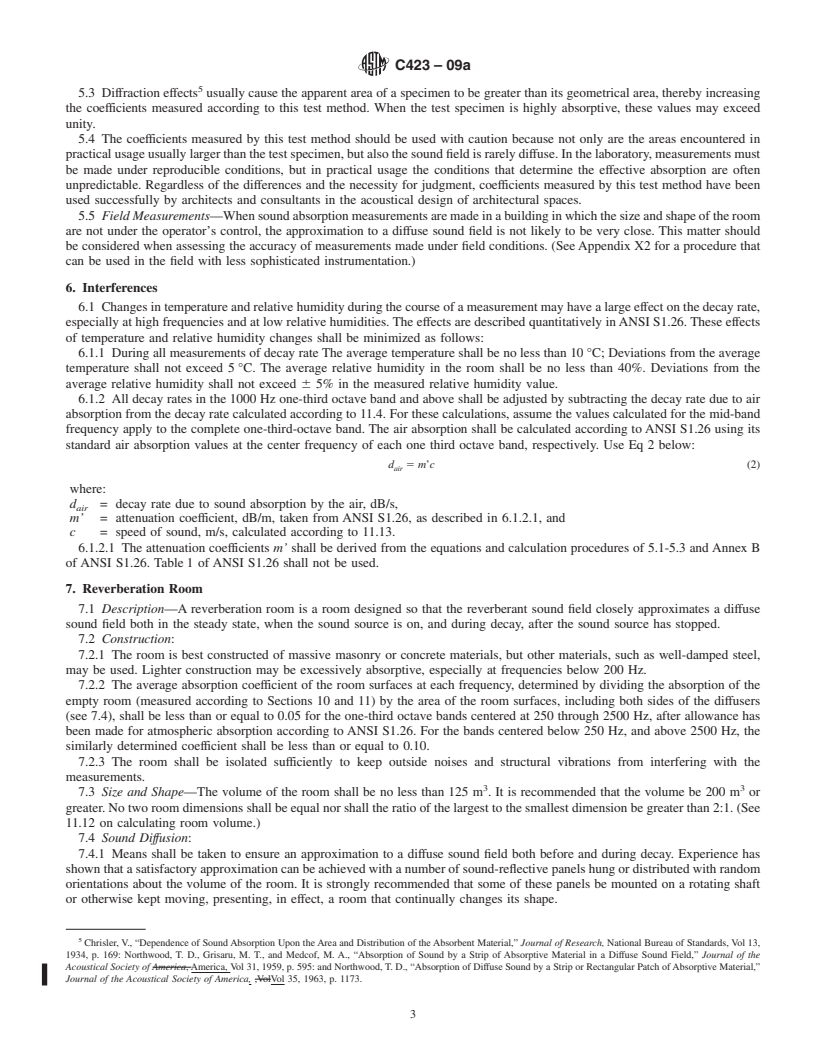 REDLINE ASTM C423-09a - Standard Test Method for Sound Absorption and Sound Absorption Coefficients by the Reverberation Room Method