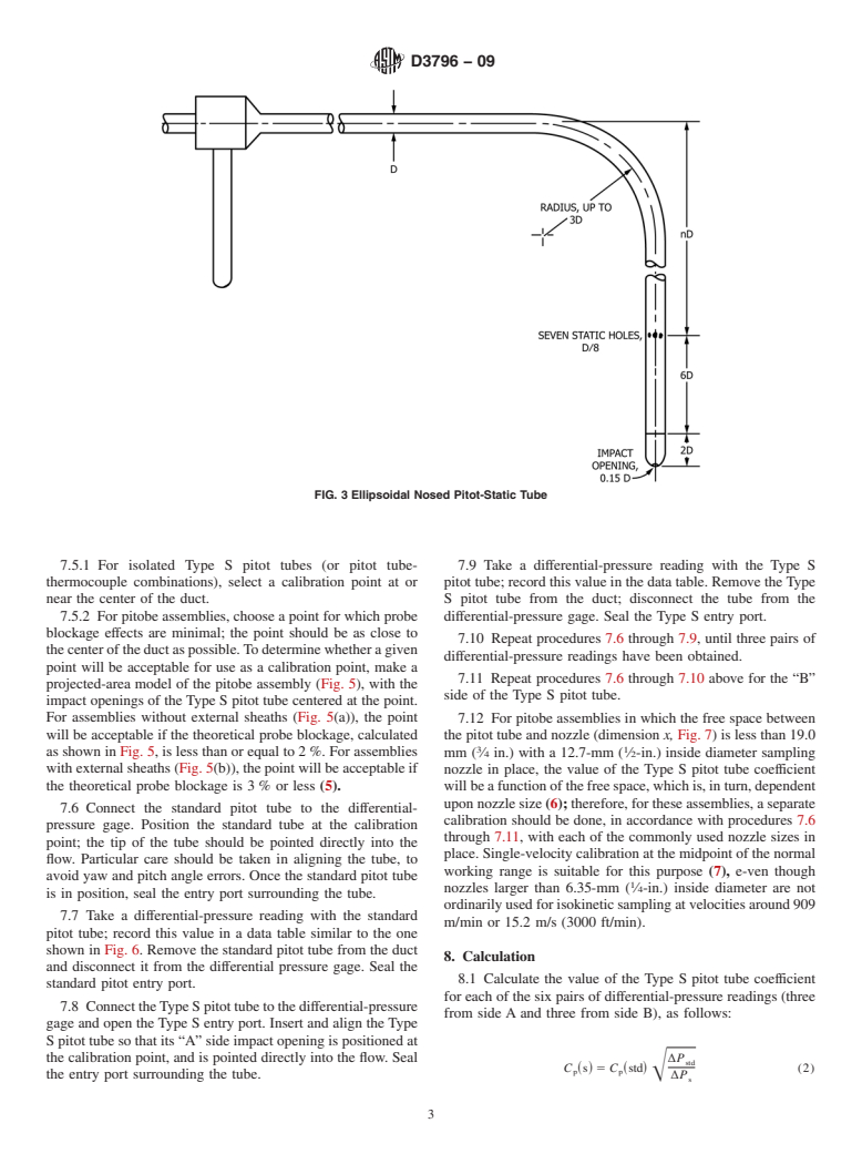 ASTM D3796-09 - Standard Practice for Calibration of Type S Pitot Tubes