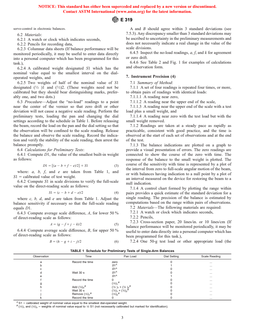 ASTM E319-85(1997) - Standard Practice for the Evaluation of Single-Pan Mechanical Balances