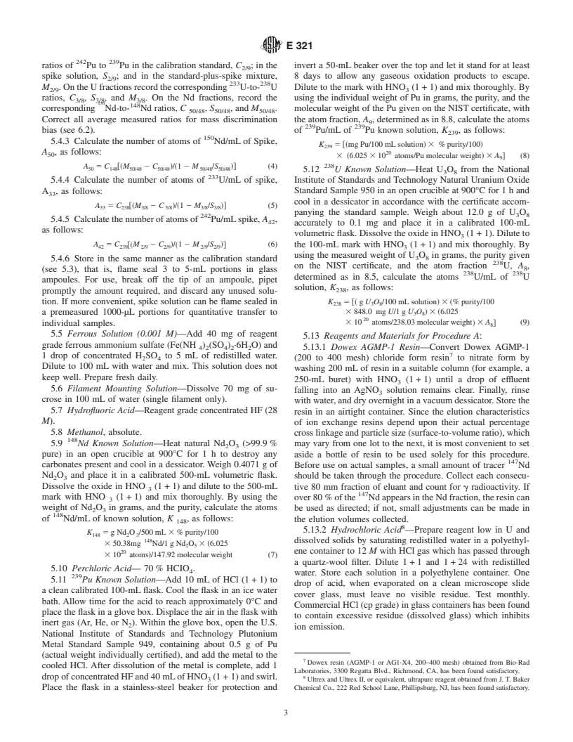 ASTM E321-96 - Standard Test Method for Atom Percent Fission in Uranium and Plutonium Fuel (Neodymium-148 Method)